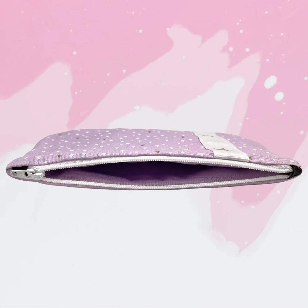 Waterproof Make Up Bag- Purple and Star Trim